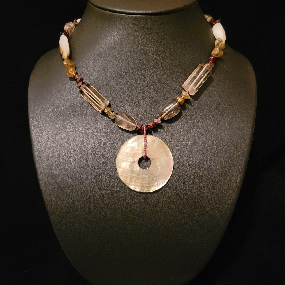 Estate Abalone Shell & Glass Beaded Necklace